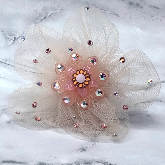 Tarina Tarantino Pink Tulle Filigree Flower Ring